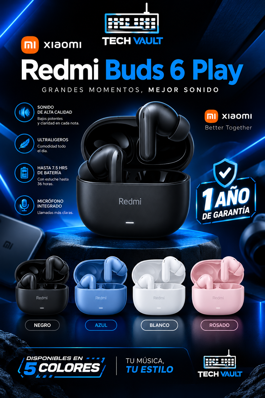 🎧 Xiaomi Redmi Buds 6 Play | Sonido que va contigo
