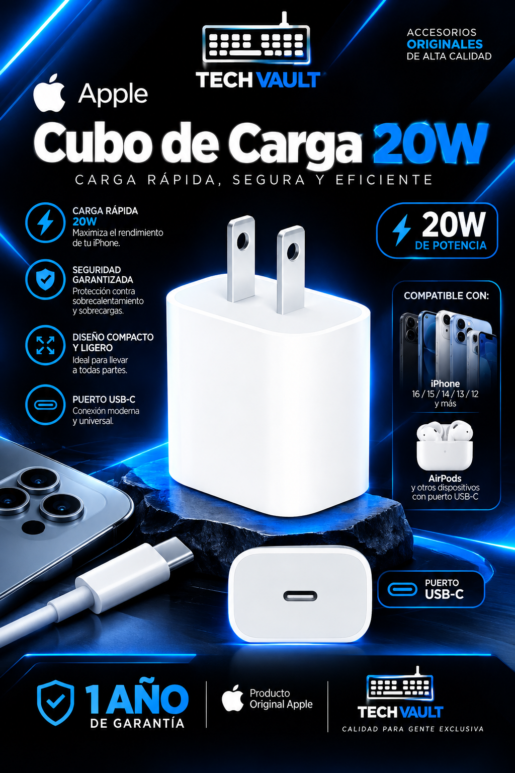⚡ Cubo de Carga USB-C 20W